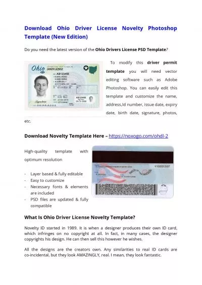 Ohio Drivers License PSD Template (New Edition) – Download Photoshop File