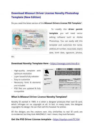 Missouri Drivers License PSD Template – Download Photoshop File