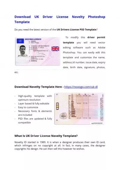 UK Drivers License PSD Template – Download Photoshop File