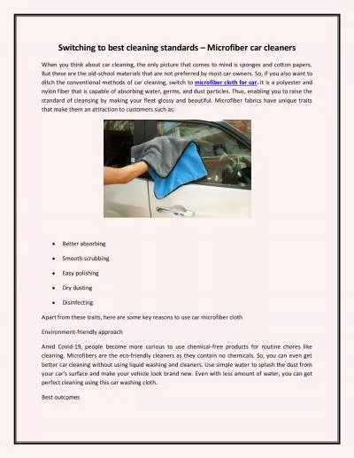 Switching to best cleaning standards – Microfiber car cleaners