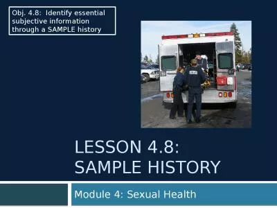 Lesson  4.8: SAMPLE HISTORY