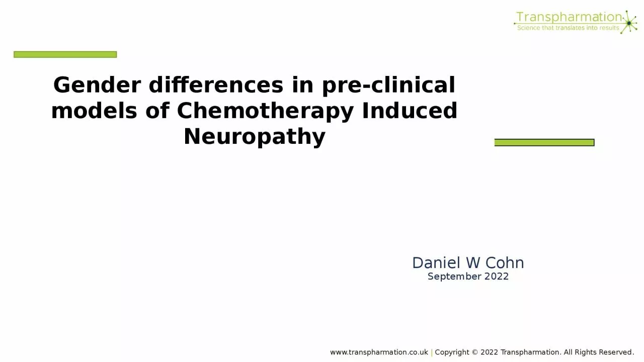 PPT-Gender differences in pre-clinical models of Chemotherapy Induced Neuropathy