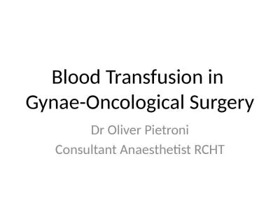 Blood Transfusion in  Gynae