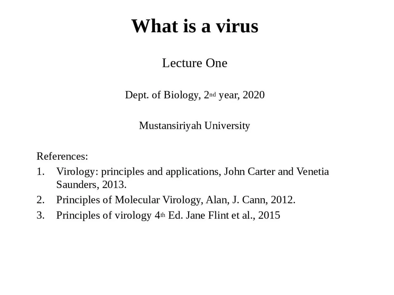 What is a virus Lecture One