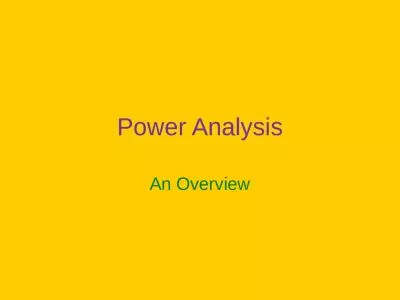 Power Analysis An Overview