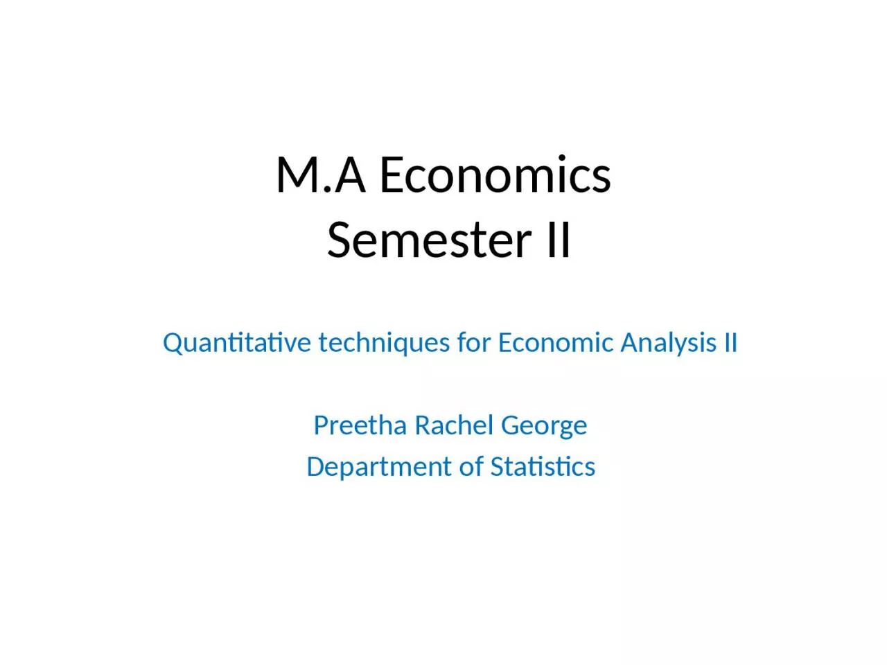 M.A Economics  Semester II