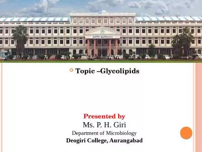 Topic  – Glycolipids Presented
