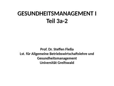 GESUNDHEITSMANAGEMENT I Teil 3a-2