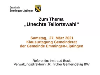 Zum Thema   „Unechte Teilortswahl“