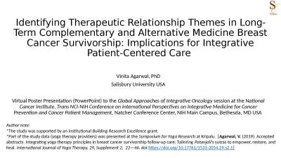 Identifying Therapeutic Relationship Themes in Long-Term Complementary and Alternative
