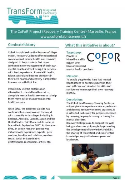 The  CoFoR  Project (Recovery Training