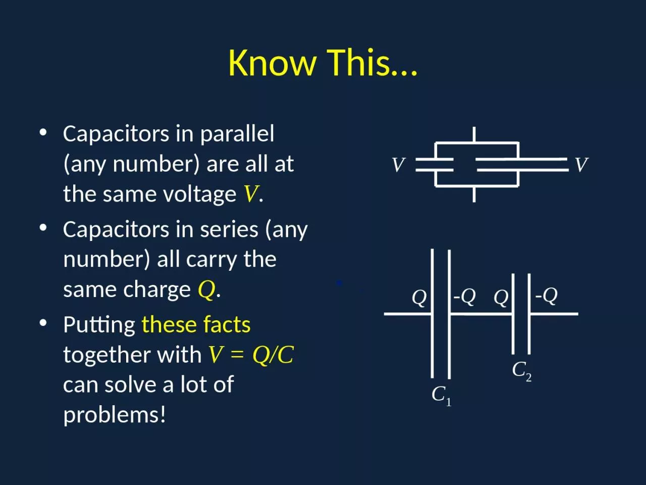 PPT-Know This… Capacitors in parallel (any number) are all at the same voltage