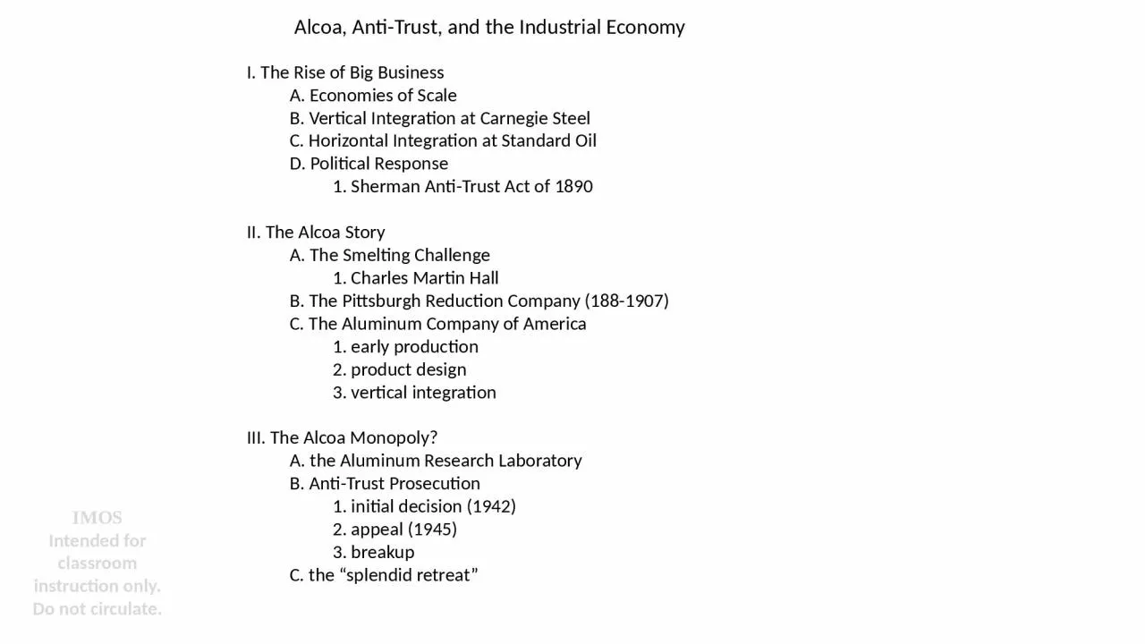 PPT-Alcoa, Anti-Trust, and the Industrial Economy