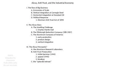 Alcoa, Anti-Trust, and the Industrial Economy