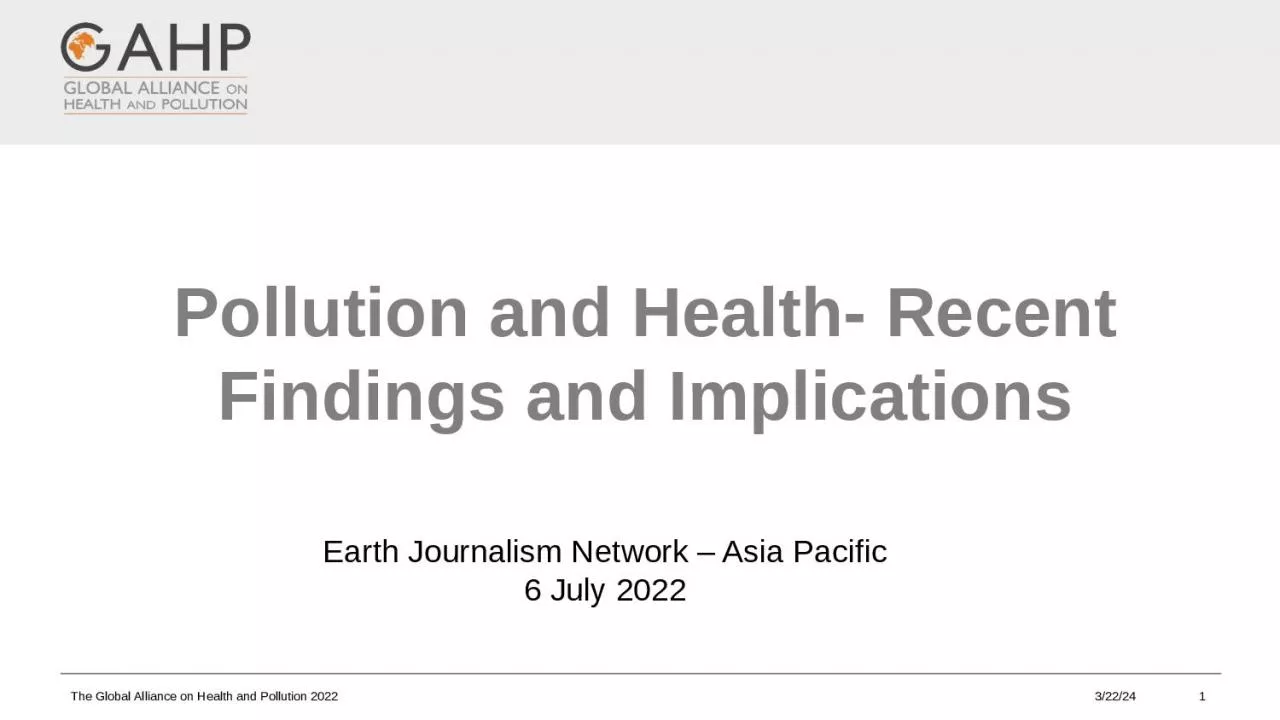 PPT-Pollution and Health- Recent Findings and Implications