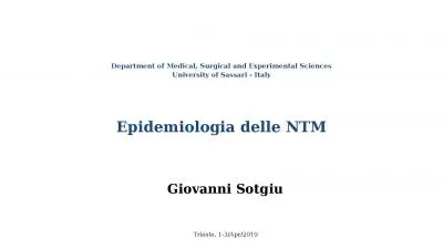 Epidemiologia   delle  NTM