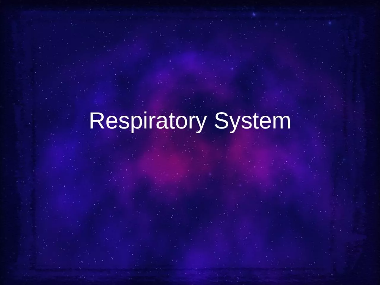 PPT-Respiratory System Respiratory System