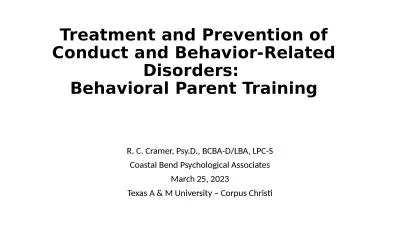 Treatment and Prevention of Conduct and Behavior-Related Disorders: