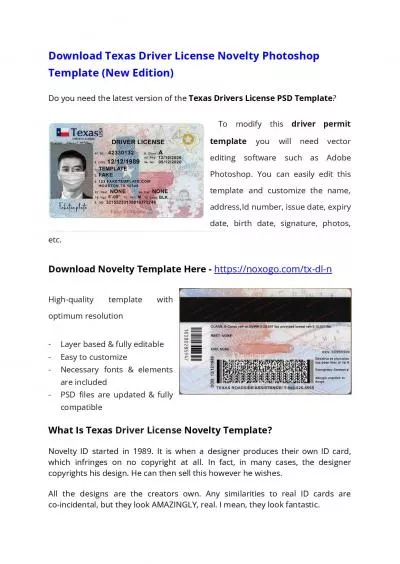 Texas Drivers License PSD Template (New Edition) – Download Photoshop File