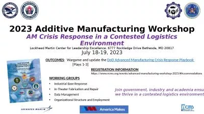 2023 Additive Manufacturing Workshop