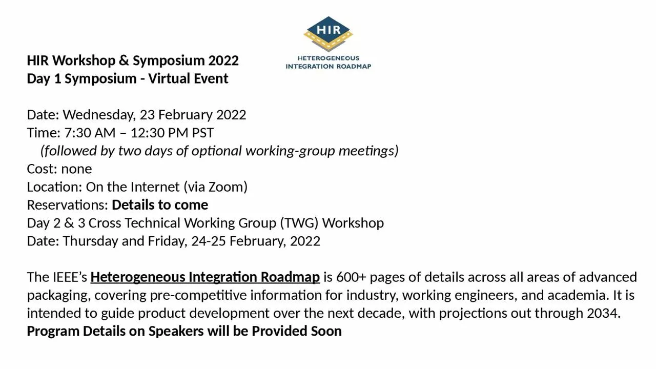 PPT-HIR Workshop & Symposium 2022