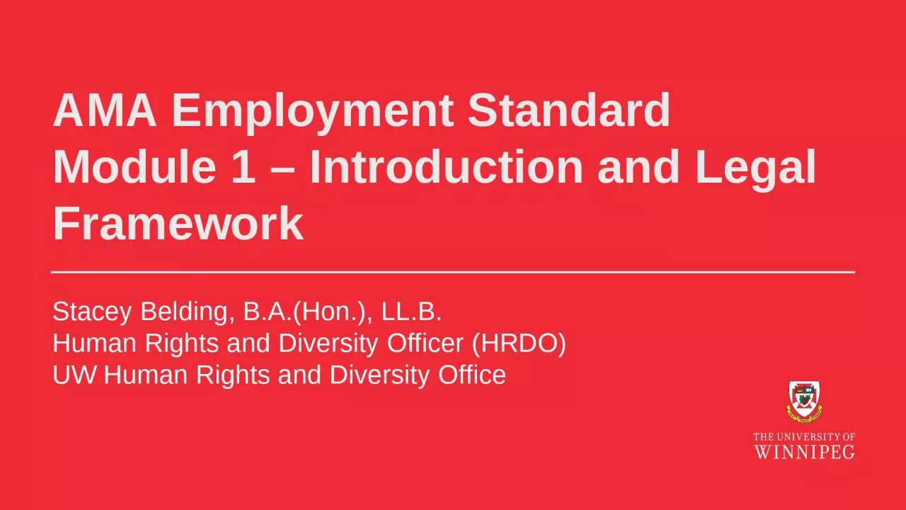 PPT-AMA Employment Standard Module 1 – Introduction and Legal Framework