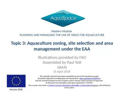 Topic  3: Aquaculture zoning, site selection and area management under the EAA