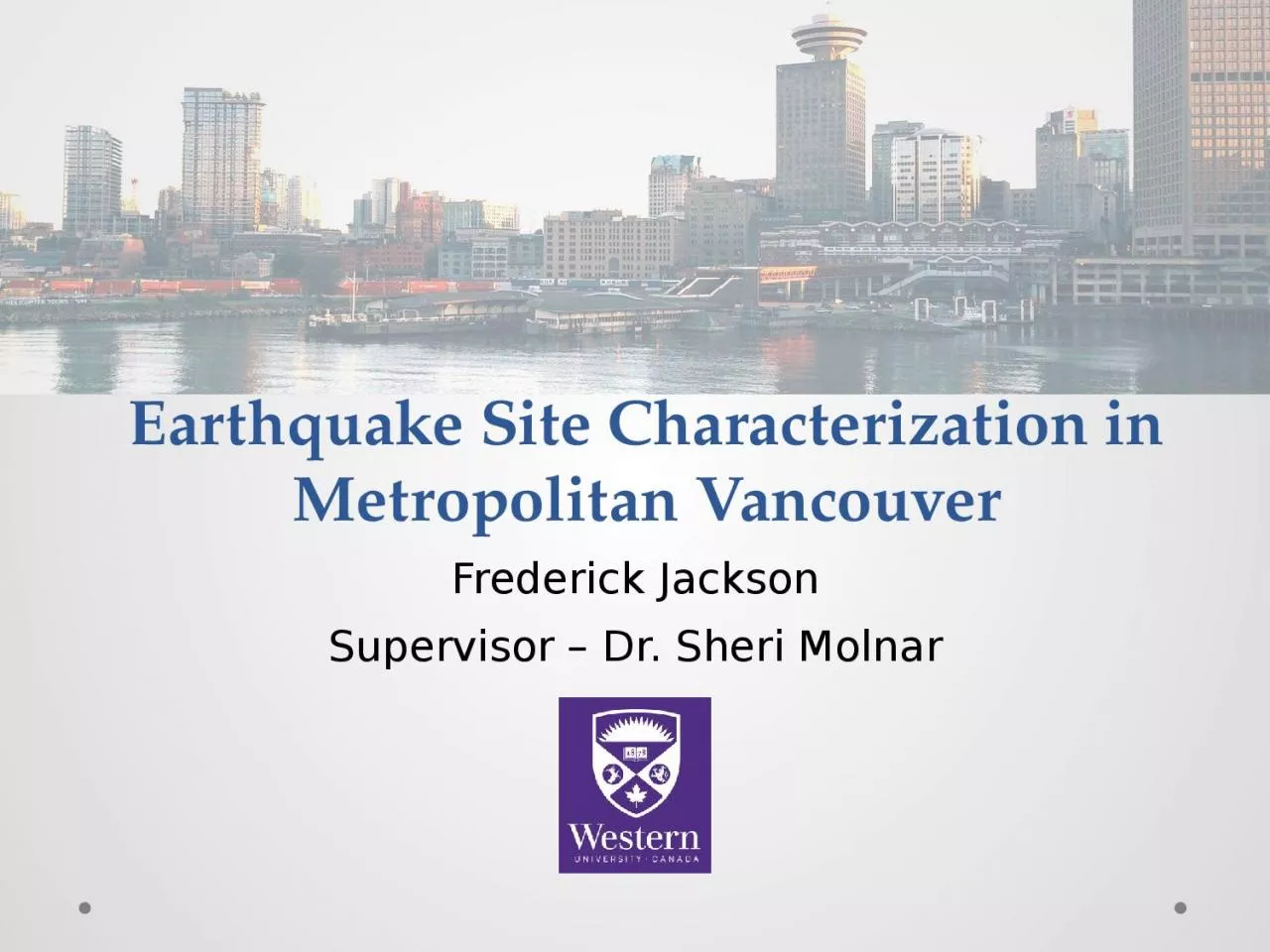 Earthquake Site Characterization in Metropolitan Vancouver