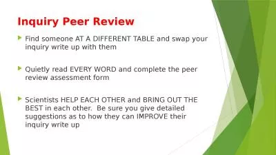 Inquiry Peer Review Find someone AT A DIFFERENT TABLE and swap your inquiry write up with them