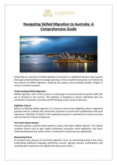 Easy Guide For Skilled Migration to Australia