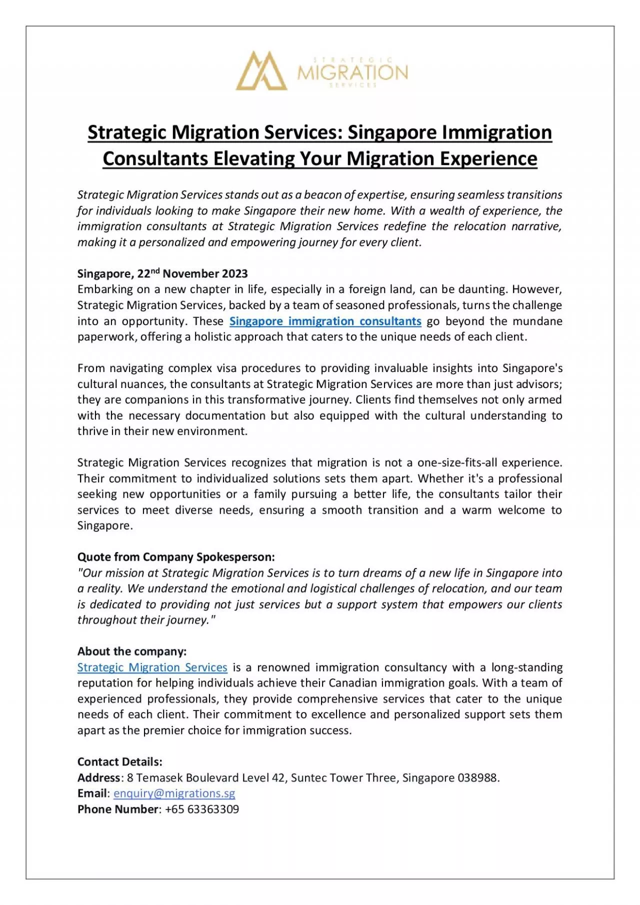 Strategic Migration Services Singapore Immigration Consultants Elevate Your Migration