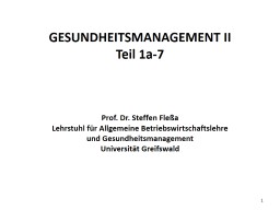 GESUNDHEITSMANAGEMENT II