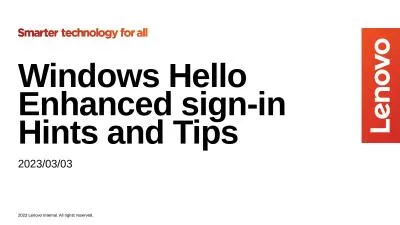 Windows Hello Enhanced sign-in Hints and Tips