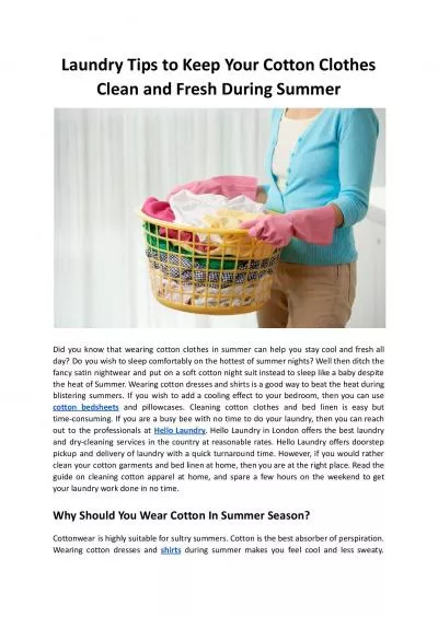 Laundry Tips to Keep Your Cotton Clothes Clean and Fresh During Summer - Hello Laundry