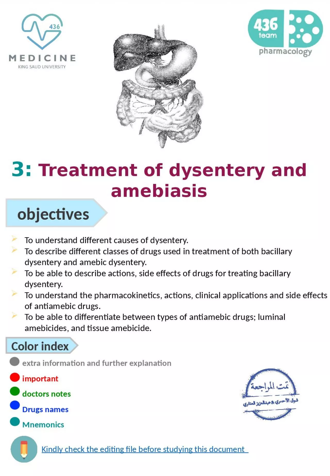 PPT-3: Treatment of dysentery and