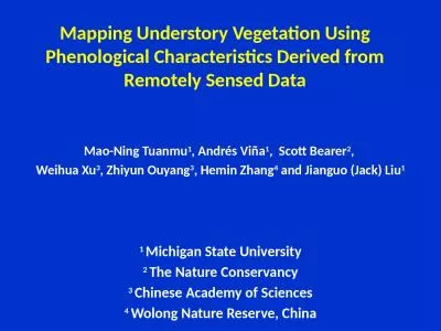 Mapping Understory Vegetation Using Phenological Characteristics Derived from Remotely