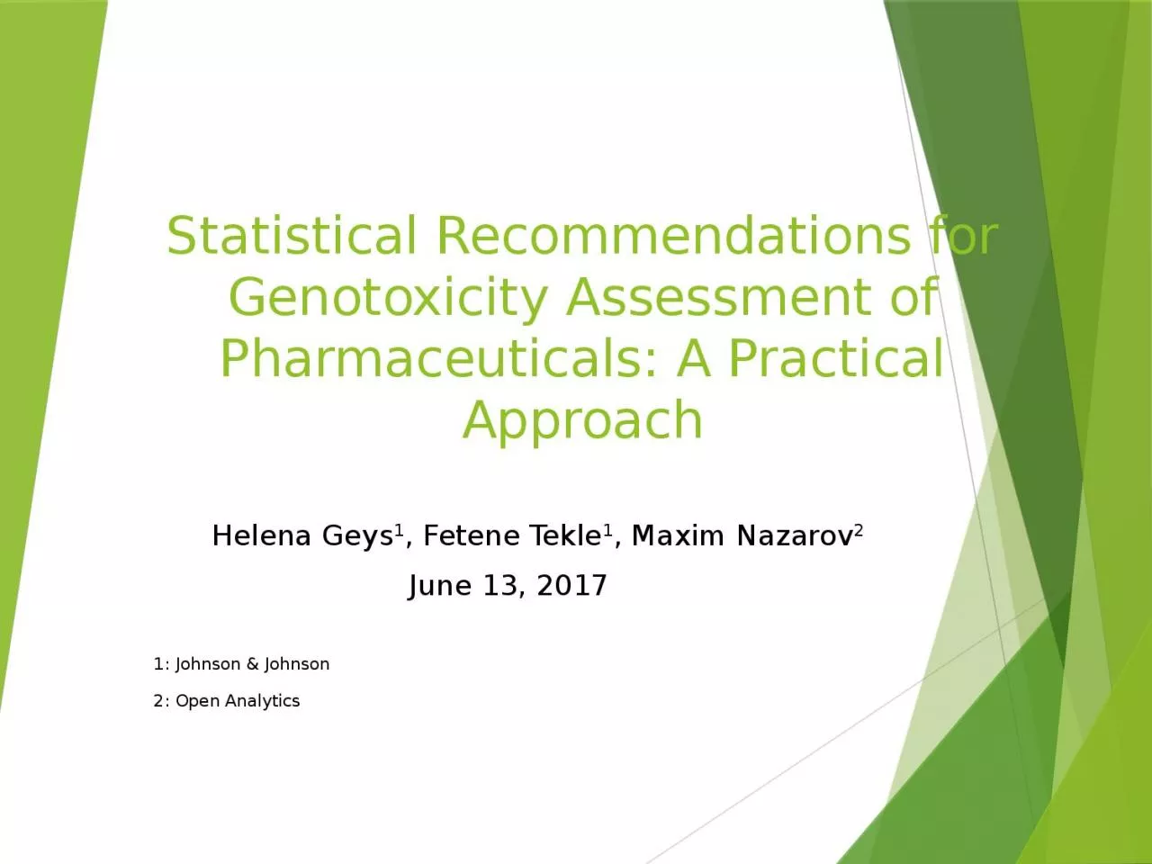 PPT-Statistical Recommendations for Genotoxicity Assessment of Pharmaceuticals: A Practical