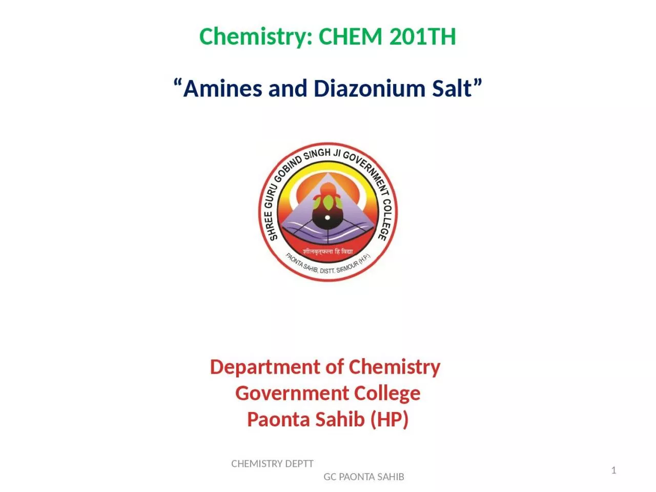 PPT-Department of Chemistry