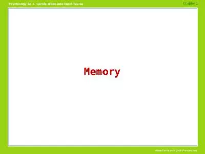 Memory chapter 1 Reconstructing the Past