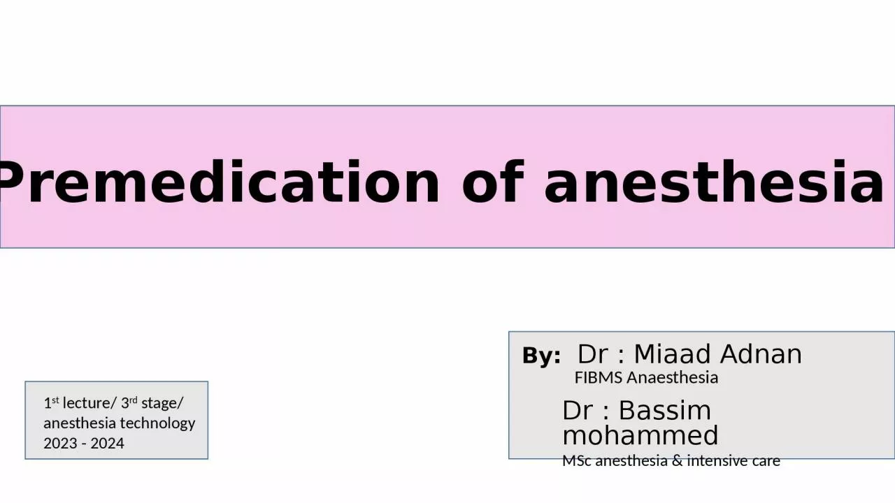 PPT-Premedication of anesthesia