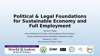 Political & Legal Foundations for Sustainable Economy and Full