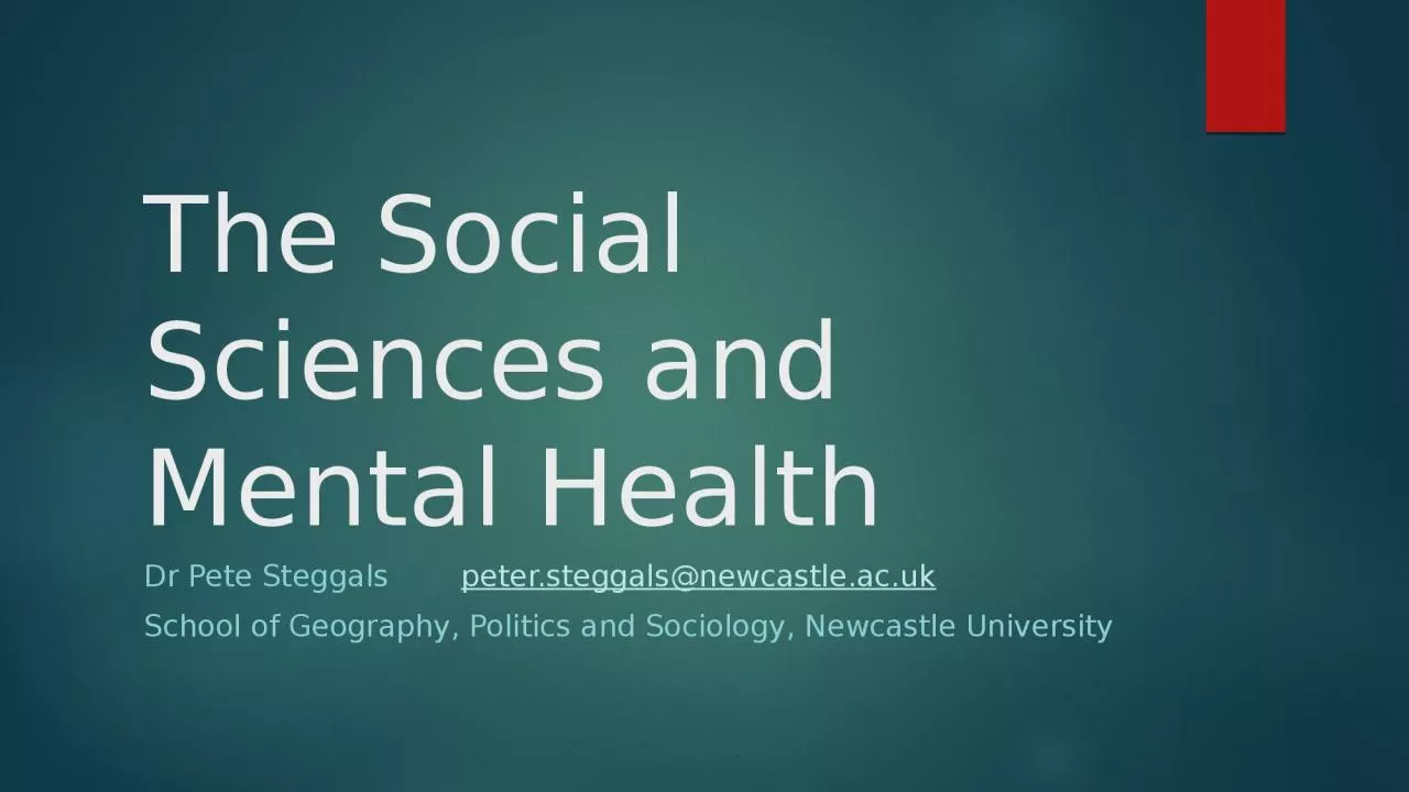 PPT-The Social Sciences and Mental Health