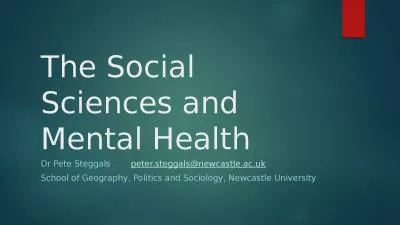 The Social Sciences and Mental Health