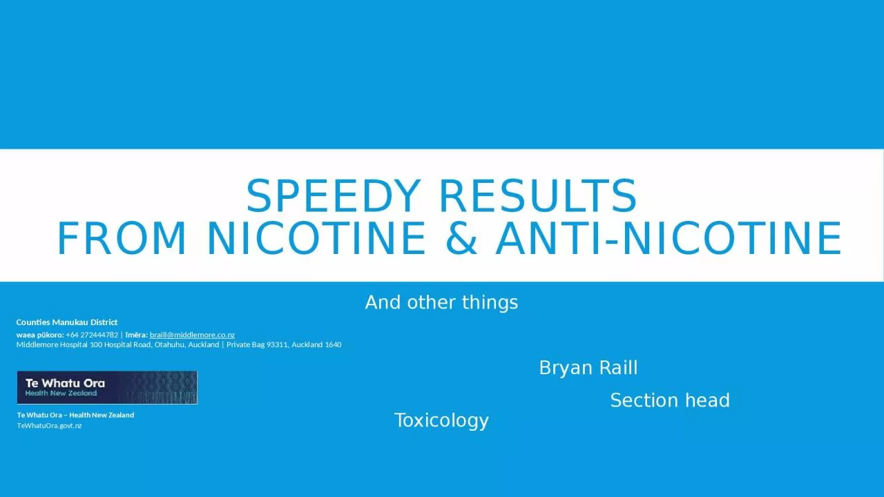 PPT-Speedy results from nicotine & anti-nicotine