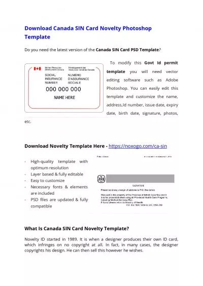 Canada SIN Card PSD Template – Download Photoshop File