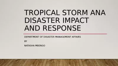 TROPICAL STORM ANA DISASTER IMPACT AND RESPONSE