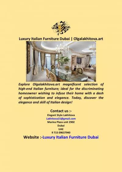 Luxury Italian Furniture Dubai | Olgalakhitova.art