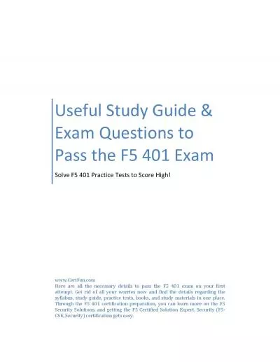 Useful Study Guide & Exam Questions to Pass the F5 401 Exam