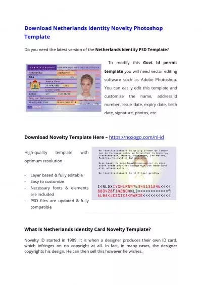 Netherlands Identity Card PSD Template – Download Photoshop File