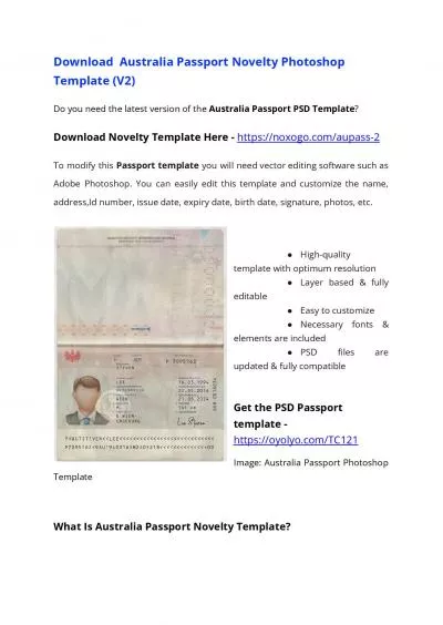 Australia Passport PSD Template (V2) – Download Photoshop File